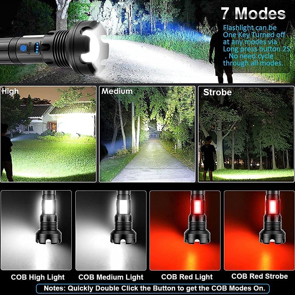 🔦 60% RABATT! 🎉 50000 Lumen Taktische Taschenlampe – Wiederaufladbar, Wasserdicht & Superhell 📦