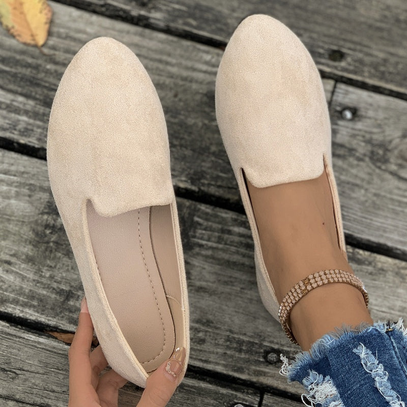 📢📢50 % Rabatt!! ⏰ Damen Flachschuhe aus Wildleder – runde Form, flacher Absatz, einfarbig