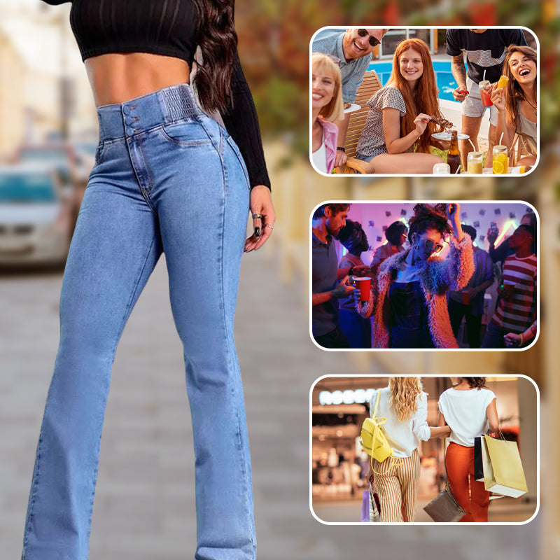 💕Frühlingsneuheit👖Stretch-Schlagjeans mit hohem Bund