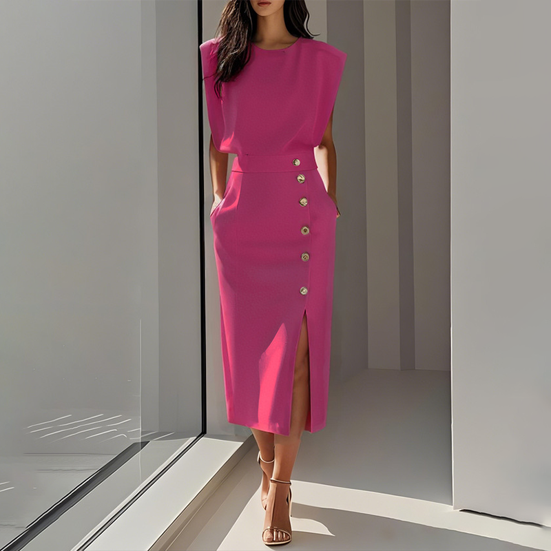 👗 LIMITIERTES ANGEBOT: 50% RABATT! ✨ Midikleid mit Schlitz für Damen – Schmeichelnde Passform, Weicher Stoff & Vielseitig 💃