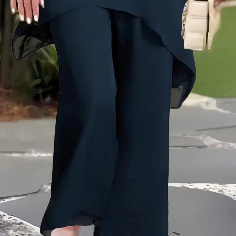 ✨50 % Rabatt – Charmantes Set aus asymmetrischem Oberteil 👗 Elegantes Set aus Hose mit weitem Bein – Bequem und perfekt für den Frühling