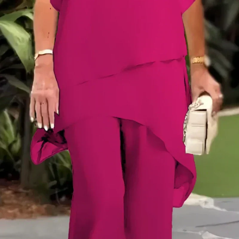 ✨50 % Rabatt – Charmantes Set aus asymmetrischem Oberteil 👗 Elegantes Set aus Hose mit weitem Bein – Bequem und perfekt für den Frühling