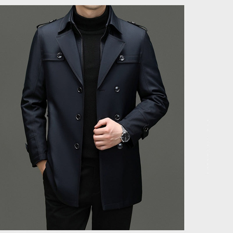 🔈🔈60 % Rabatt!🔥Mittellanger Trenchcoat für Herren mit herausnehmbarem Innenfutter🚀Versandkostenfrei