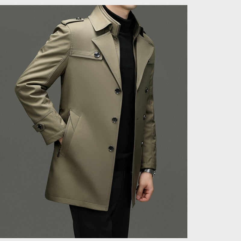 🔈🔈60 % Rabatt!🔥Mittellanger Trenchcoat für Herren mit herausnehmbarem Innenfutter🚀Versandkostenfrei