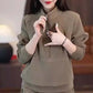 Damen lässiges 2-teiliges Set: Sweatshirt mit halbem Reißverschluss und Hose