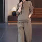 Damen lässiges 2-teiliges Set: Sweatshirt mit halbem Reißverschluss und Hose