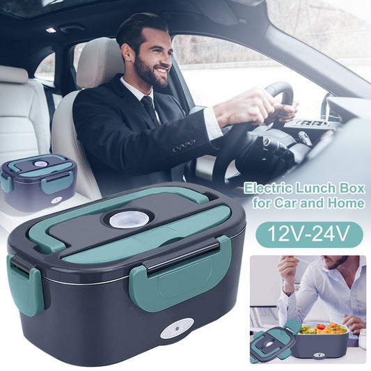 Tragbare Heiz-Lunchbox mit Edelstahl-Einsatz – Trockene Erwärmung, 12V/220V & doppelte Spannung – Ideal für Auto, Büro & Reisen ⚡