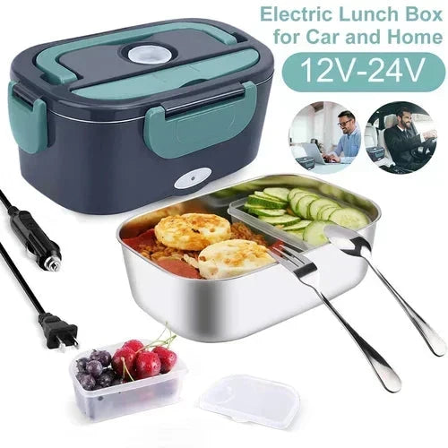 Tragbare Heiz-Lunchbox mit Edelstahl-Einsatz – Trockene Erwärmung, 12V/220V & doppelte Spannung – Ideal für Auto, Büro & Reisen ⚡
