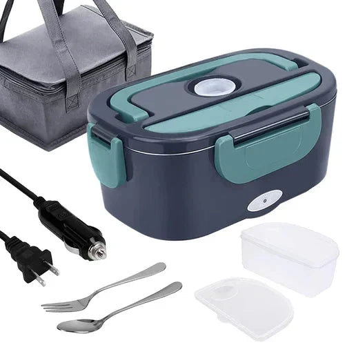 Tragbare Heiz-Lunchbox mit Edelstahl-Einsatz – Trockene Erwärmung, 12V/220V & doppelte Spannung – Ideal für Auto, Büro & Reisen ⚡