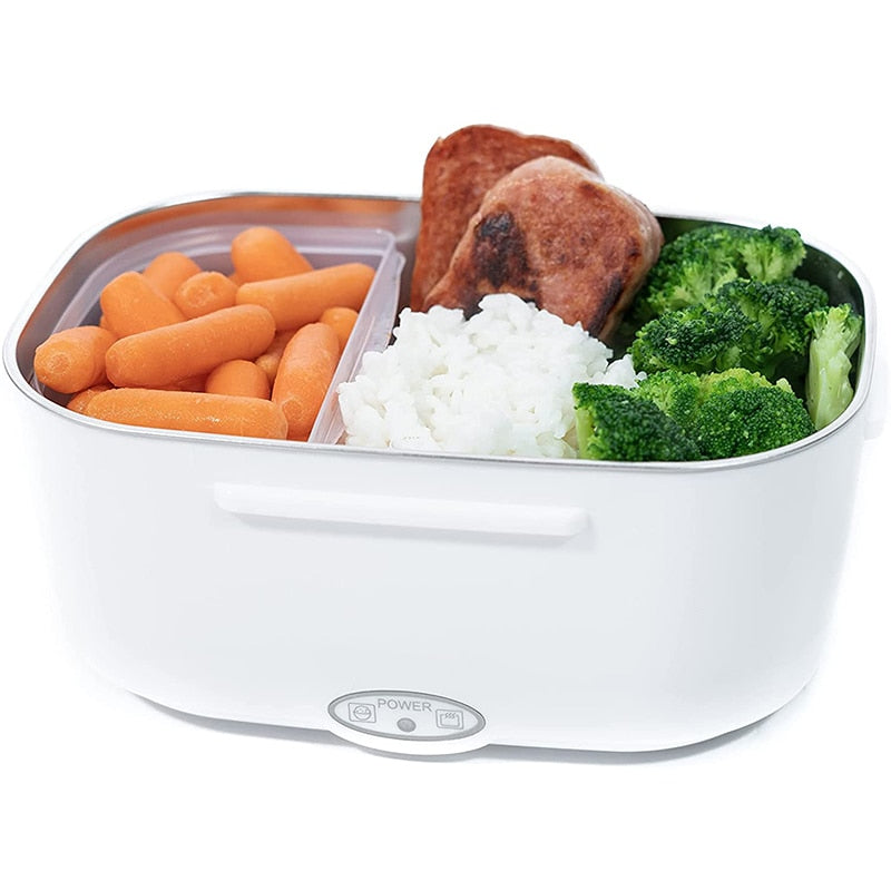 Tragbare Heiz-Lunchbox mit Edelstahl-Einsatz – Trockene Erwärmung, 12V/220V & doppelte Spannung – Ideal für Auto, Büro & Reisen ⚡