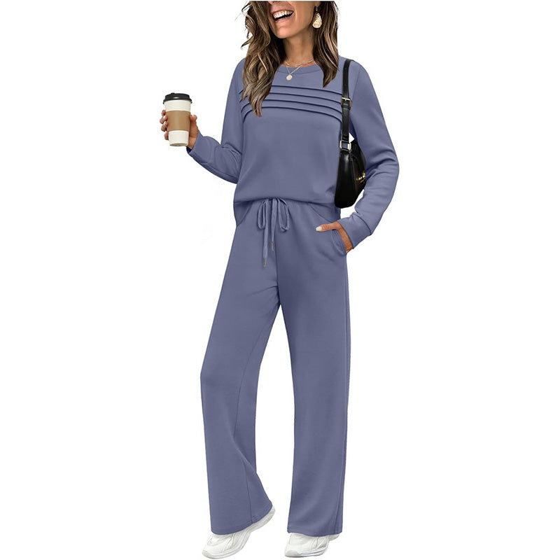 👚 60% RABATT! 👖 Damen-Set Top & Hose – Bequemer Rundhals, Verstellbare Kordel & Vielseitiger Style ✨