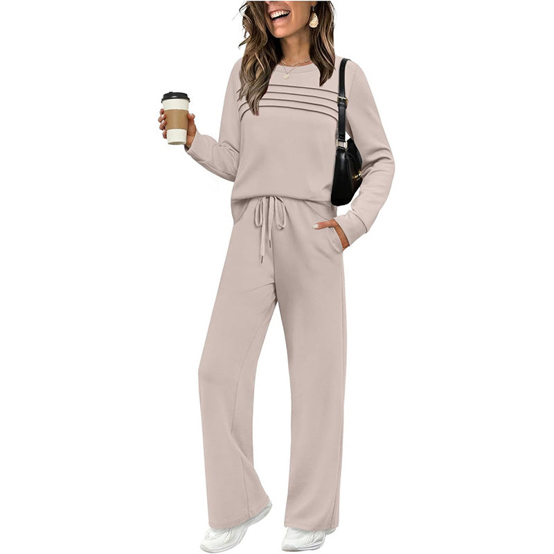 👚 60% RABATT! 👖 Damen-Set Top & Hose – Bequemer Rundhals, Verstellbare Kordel & Vielseitiger Style ✨