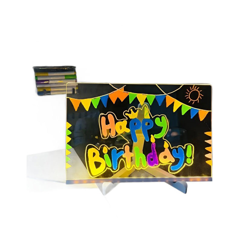 🎁Begrüßen Sie Weihnachten mit 50 % Rabatt💥🎉Löschbare, beleuchtete Acryl-Zeichentafel mit Ständer