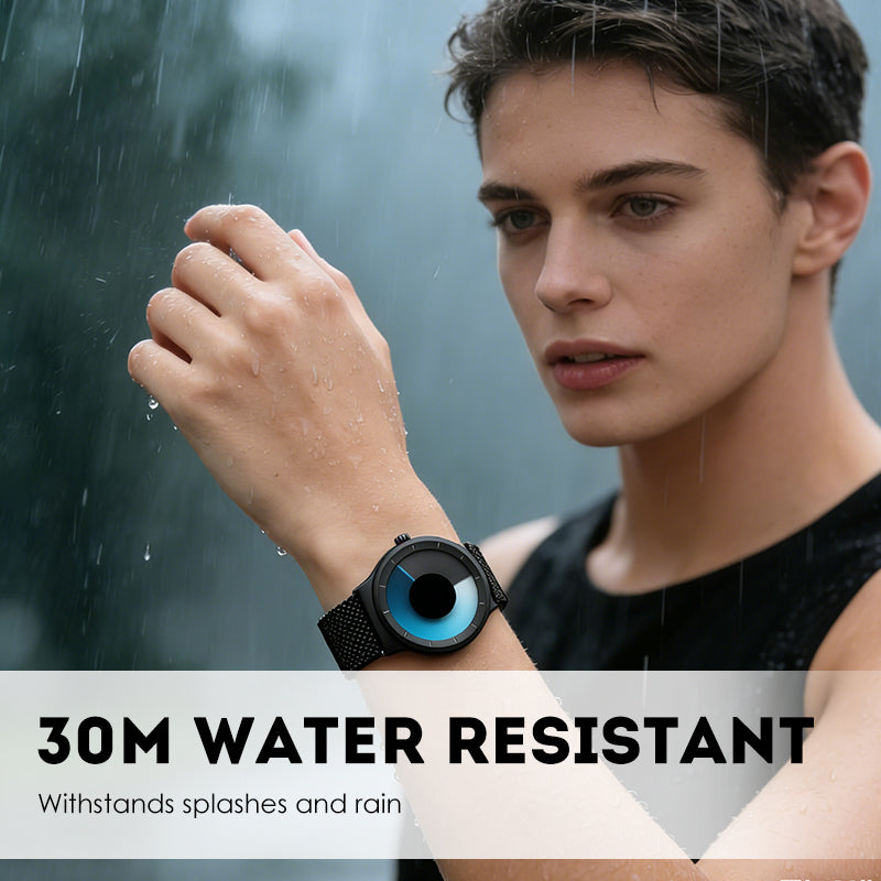 ⌚ BEFRISTET 50% RABATT! ✨ Herrenuhr Minimalistisch – Ohne Zeiger, 30m Wasserdicht, 43mm, Silber/Schwarz ⏱️
