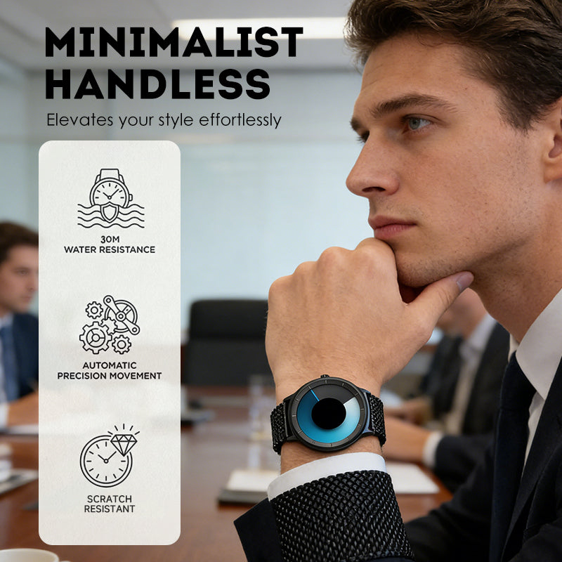 ⌚ BEFRISTET 50% RABATT! ✨ Herrenuhr Minimalistisch – Ohne Zeiger, 30m Wasserdicht, 43mm, Silber/Schwarz ⏱️