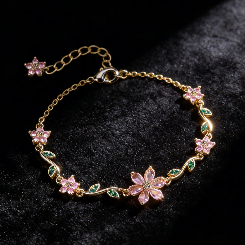 🌼Damenarmband mit Kirschblüten-Strass🌸