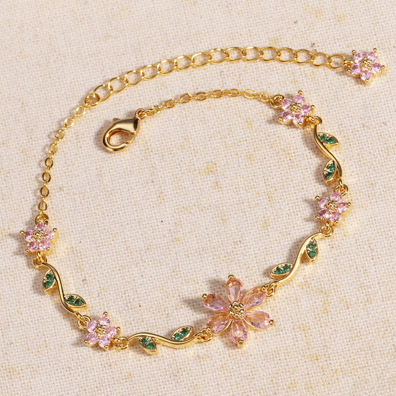 🌼Damenarmband mit Kirschblüten-Strass🌸