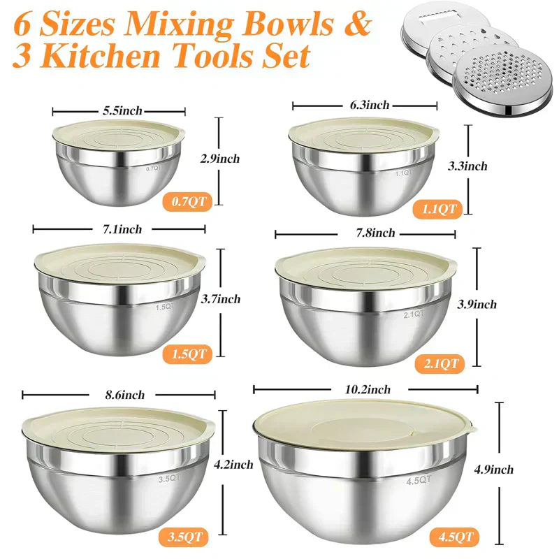 🛍️ 60% RABATT! 🥣 6-teiliges Edelstahl-Schüssel-Set mit Deckel – Spritzschutz, vielseitig & stapelbar – Ideal für Salat, Backen & Aufbewahrung ✨