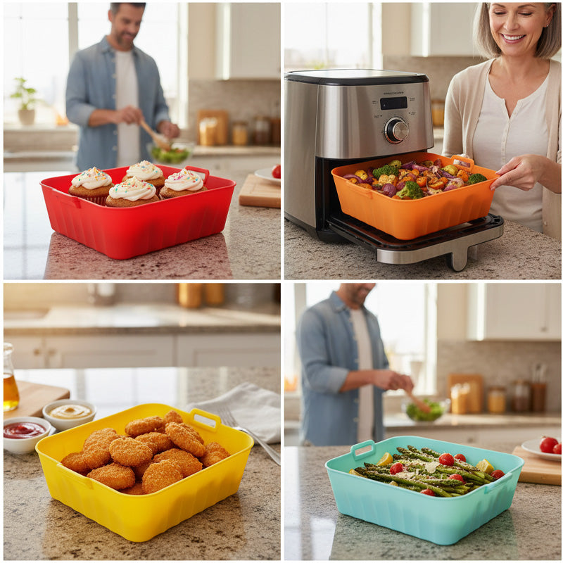 🍟 ✨ Wiederverwendbare Silikonkanne für Airfryer – Maßgeschneidert, leicht zu reinigen und lange Lebensdauer 🔥