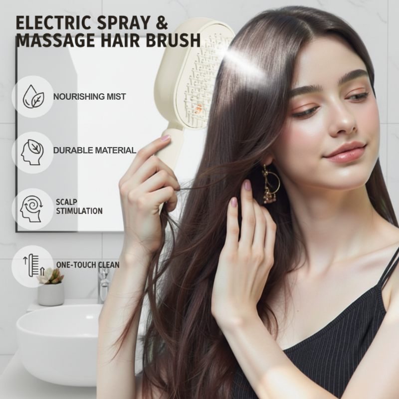 📢📢45% Rabatt  !!⏰ Nur für kurze Zeit ✨Elektrische Spray- und Massage-Haarbürste für sanfte Pflege 💆‍♀️🌿