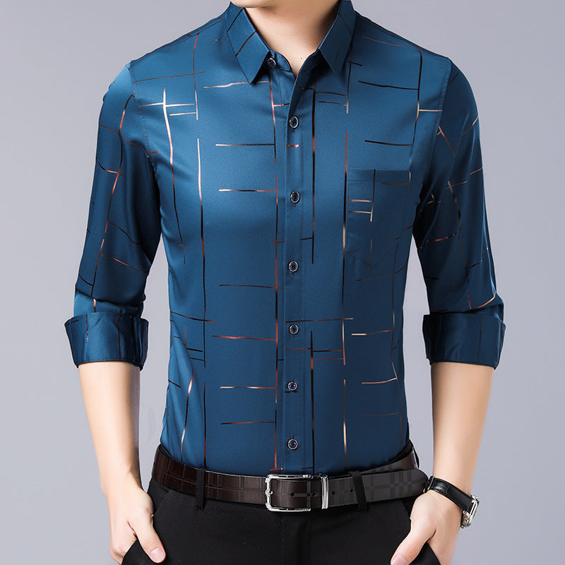 👔 53% RABATT! ✨ Herren Langarm-Hemd – Gestreift, Bügelfrei, Elastisch & Vielseitig für Business & Freizeit 🧶