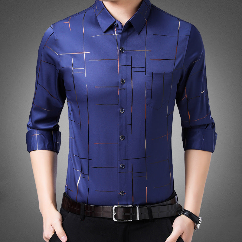 👔 53% RABATT! ✨ Herren Langarm-Hemd – Gestreift, Bügelfrei, Elastisch & Vielseitig für Business & Freizeit 🧶