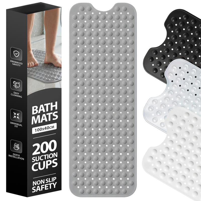 🛁 50% RABATT! 🚿 Rutschfeste Badematte 100×40 cm – Starke Saugnäpfe, weich & vielseitig – Erhältlich in 7 Farben – Sicherer Halt in Dusche & Bad 🌈