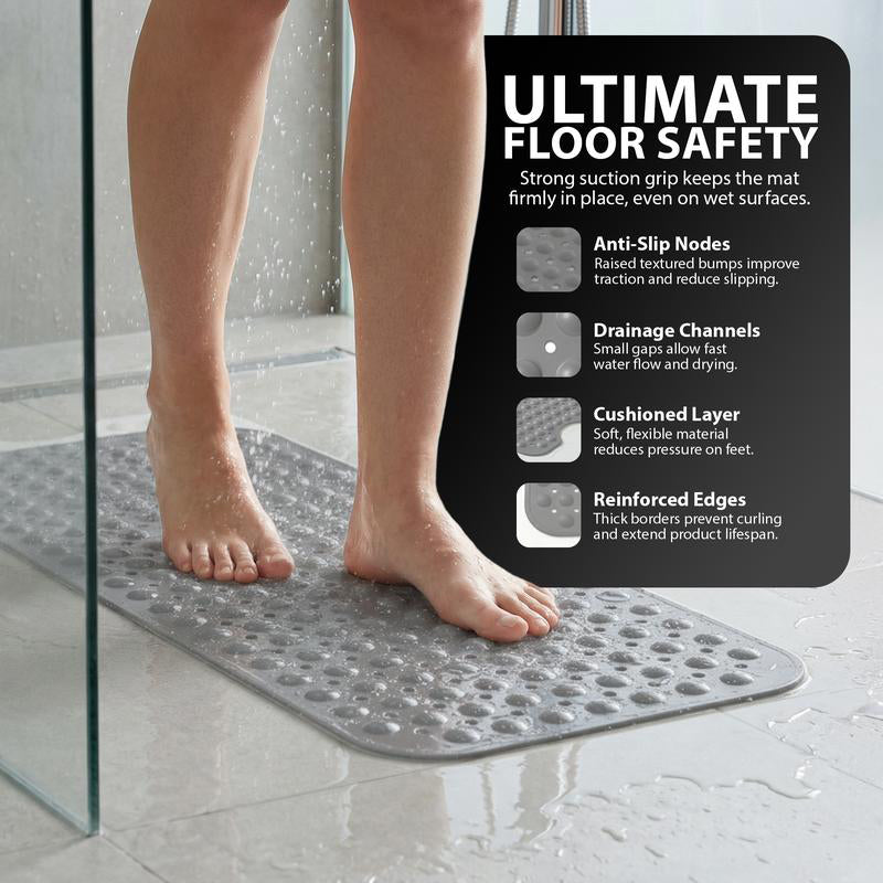 🛁 50% RABATT! 🚿 Rutschfeste Badematte 100×40 cm – Starke Saugnäpfe, weich & vielseitig – Erhältlich in 7 Farben – Sicherer Halt in Dusche & Bad 🌈
