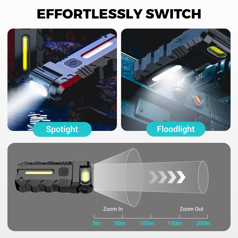 🔦 50% RABATT! 🧲 Mini LED Taschenlampe – Starke Leuchtkraft – Magnetischer Sockel, Seitenscheinwerfer & Ideal für Outdoor/Notfälle ⚡