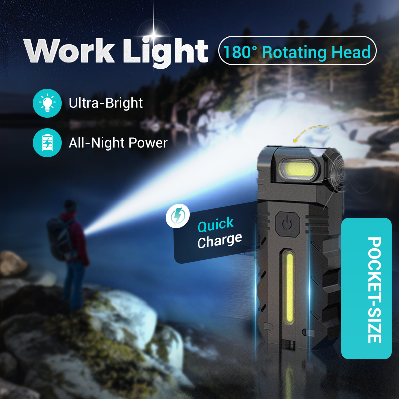🔦 50% RABATT! 🧲 Mini LED Taschenlampe – Starke Leuchtkraft – Magnetischer Sockel, Seitenscheinwerfer & Ideal für Outdoor/Notfälle ⚡