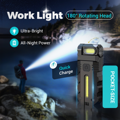 🔦 50% RABATT! 🧲 Mini LED Taschenlampe – Starke Leuchtkraft – Magnetischer Sockel, Seitenscheinwerfer & Ideal für Outdoor/Notfälle ⚡