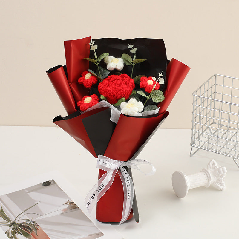 🌸 50% RABATT! 🎉 Handmade Delicate Crochet Flower Bouquet – Lifelike Design, Durable & Perfect Home Decor/Gift ✨