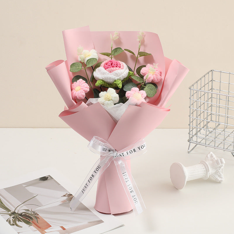 🌸 50% RABATT! 🎉 Handmade Delicate Crochet Flower Bouquet – Lifelike Design, Durable & Perfect Home Decor/Gift ✨