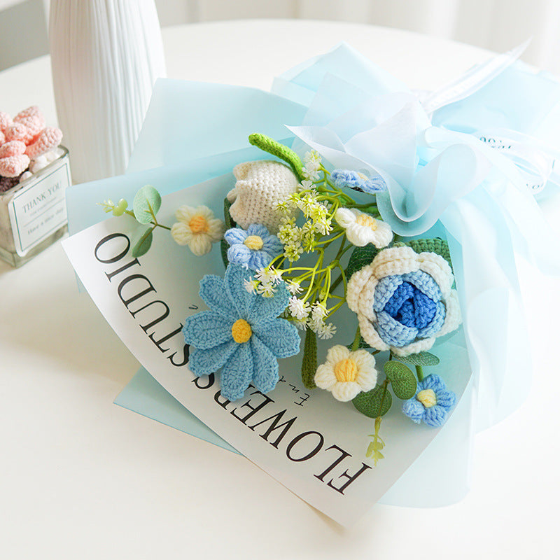 🌸 50% RABATT! 🎉 Handmade Delicate Crochet Flower Bouquet – Lifelike Design, Durable & Perfect Home Decor/Gift ✨