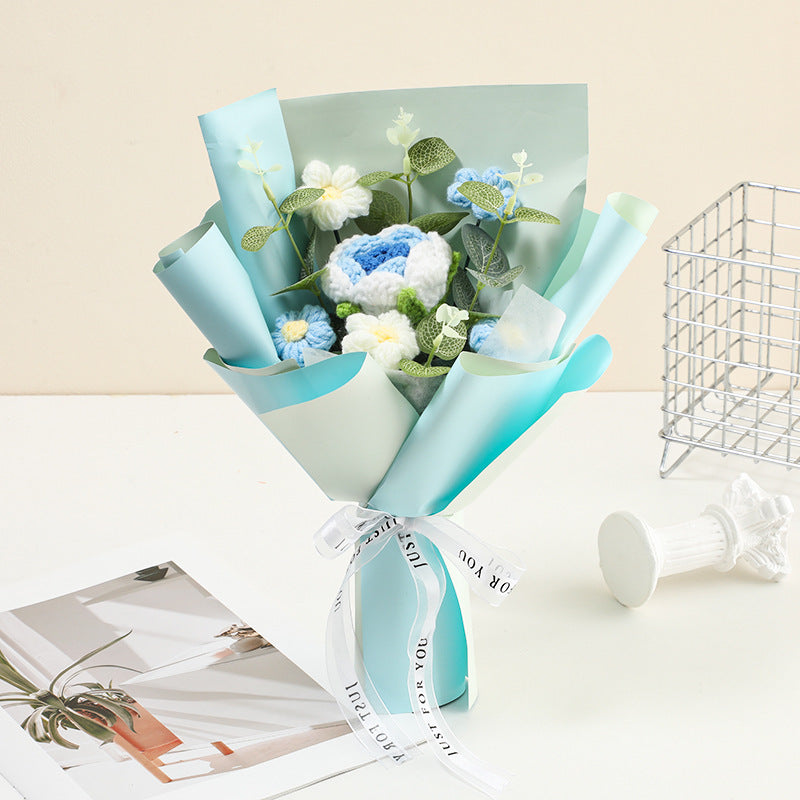 🌸 50% RABATT! 🎉 Handmade Delicate Crochet Flower Bouquet – Lifelike Design, Durable & Perfect Home Decor/Gift ✨