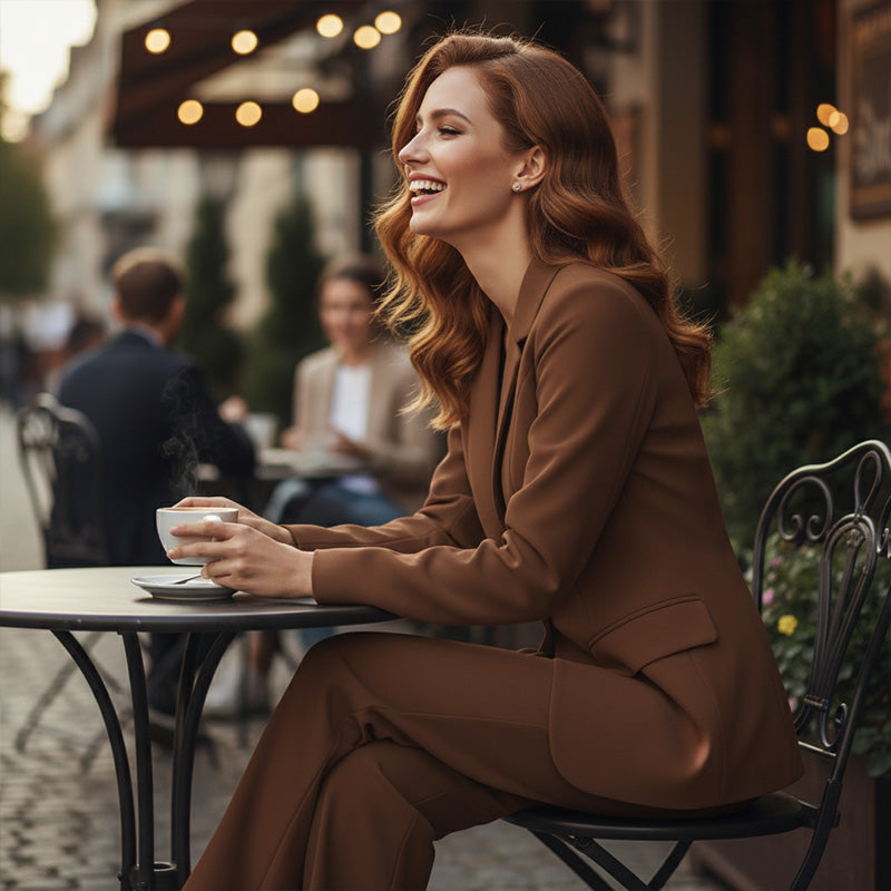 👔 58% RABATT! 👖 Elegantes Blazer- & Weitbein-Hosen-Set für Damen – Modischer Zweiteiler, Vielseitig & Perfekt für Büro/Freizeit ✨