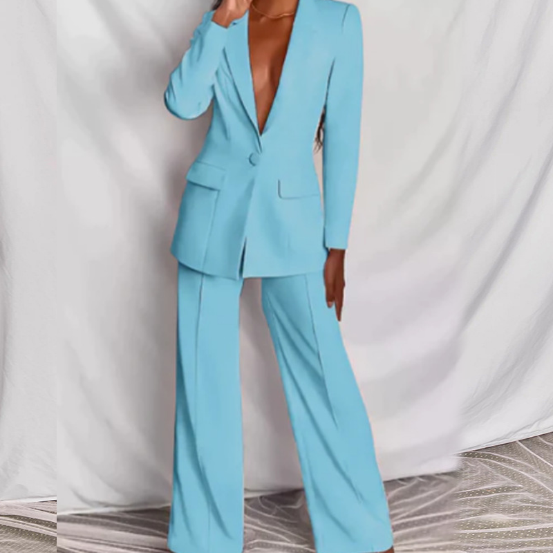 👔 58% RABATT! 👖 Elegantes Blazer- & Weitbein-Hosen-Set für Damen – Modischer Zweiteiler, Vielseitig & Perfekt für Büro/Freizeit ✨