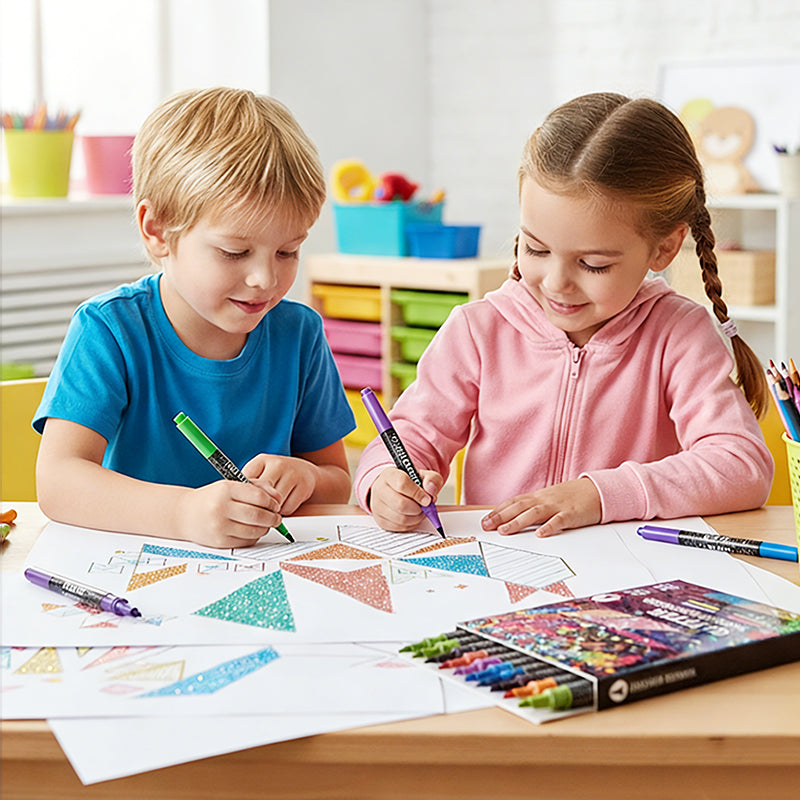 🎨 50% RABATT! ✨ 24-Farben Dual-Tip Glitzer-Marker Set – Glitter & Fine Tip, Lebendige Farben & Perfekt Für Kunst, Basteln & Handlettering 🖌️