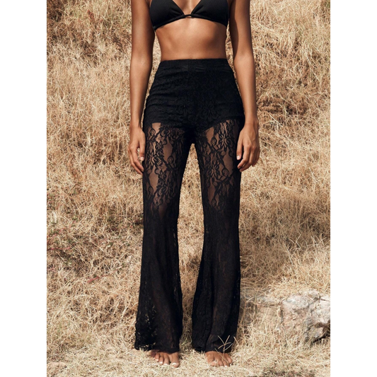 💎 55% RABATT! 💎 Elegante Schlaghose aus Spitze mit hohem Bund – Integriertes Shorts-Futter & Boho-Chic für Sommer und Festival 🌸👖