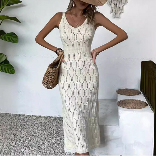📢📢51% RABATT! ⏰2026 Neu eingetroffen Elegantes Kleid mit V-Ausschnitt & Pointelle-Strickmuster ✨