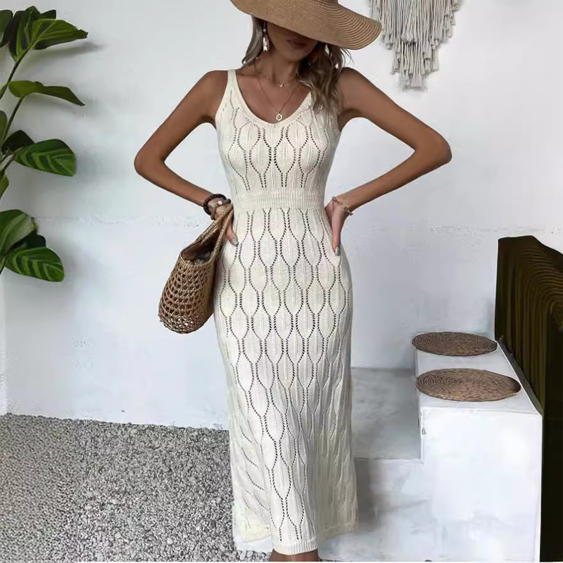 📢📢51% RABATT! ⏰2026 Neu eingetroffen Elegantes Kleid mit V-Ausschnitt & Pointelle-Strickmuster ✨