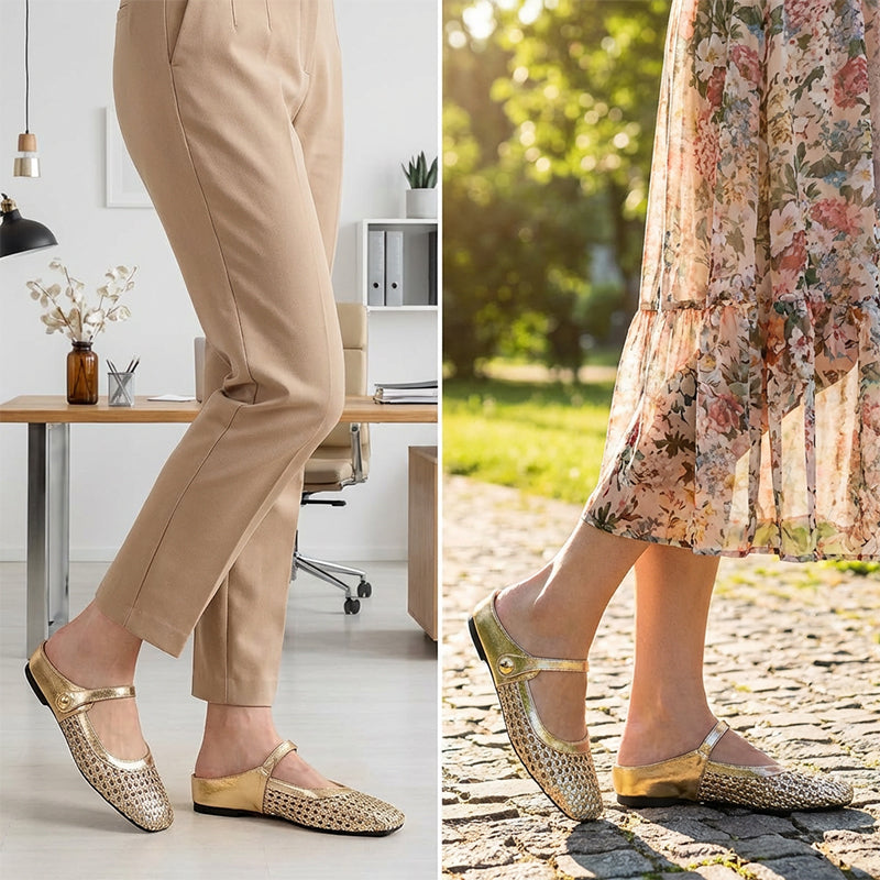 ✨👡 NEUHEIT 2026! Damen-Mules aus gewebtem Material mit eckiger Spitze & Mary-Jane-Verschluss 🌸💖🎀