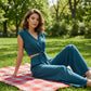 👚 60% RABATT! 💃 Damen V-Ausschnitt Top mit Bindegürtel & Weite Hosen Set – Fließender Stoff, Elastischer Bund & Stylischer Look 🩳