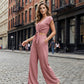 👚 60% RABATT! 💃 Damen V-Ausschnitt Top mit Bindegürtel & Weite Hosen Set – Fließender Stoff, Elastischer Bund & Stylischer Look 🩳