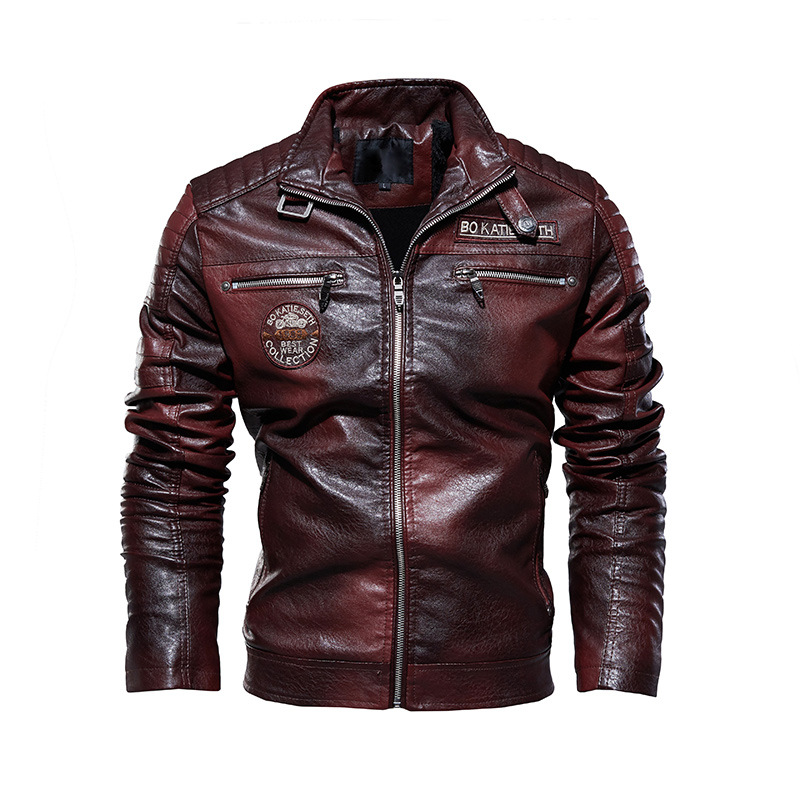Gefütterte Herren Bikerjacke aus Kunstleder