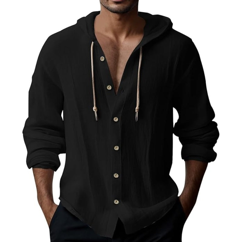 Herren Freizeit-Langarm-Kapuzenpullover in Uni-Farbe