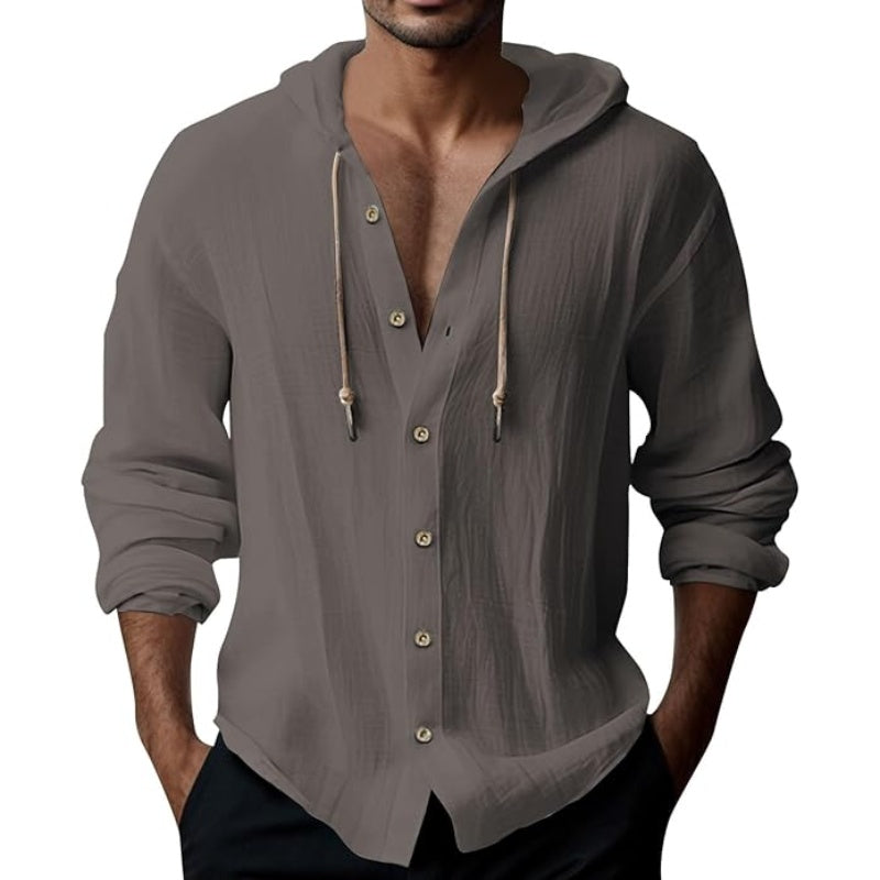 Herren Freizeit-Langarm-Kapuzenpullover in Uni-Farbe