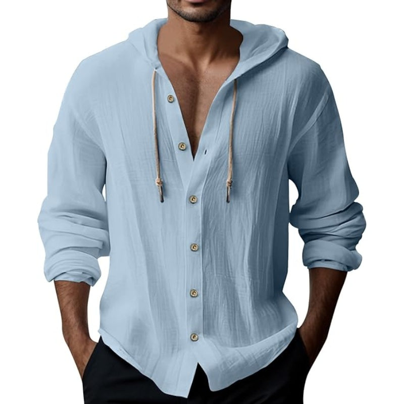 Herren Freizeit-Langarm-Kapuzenpullover in Uni-Farbe