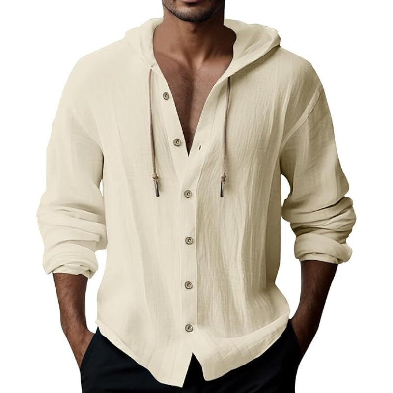 Herren Freizeit-Langarm-Kapuzenpullover in Uni-Farbe