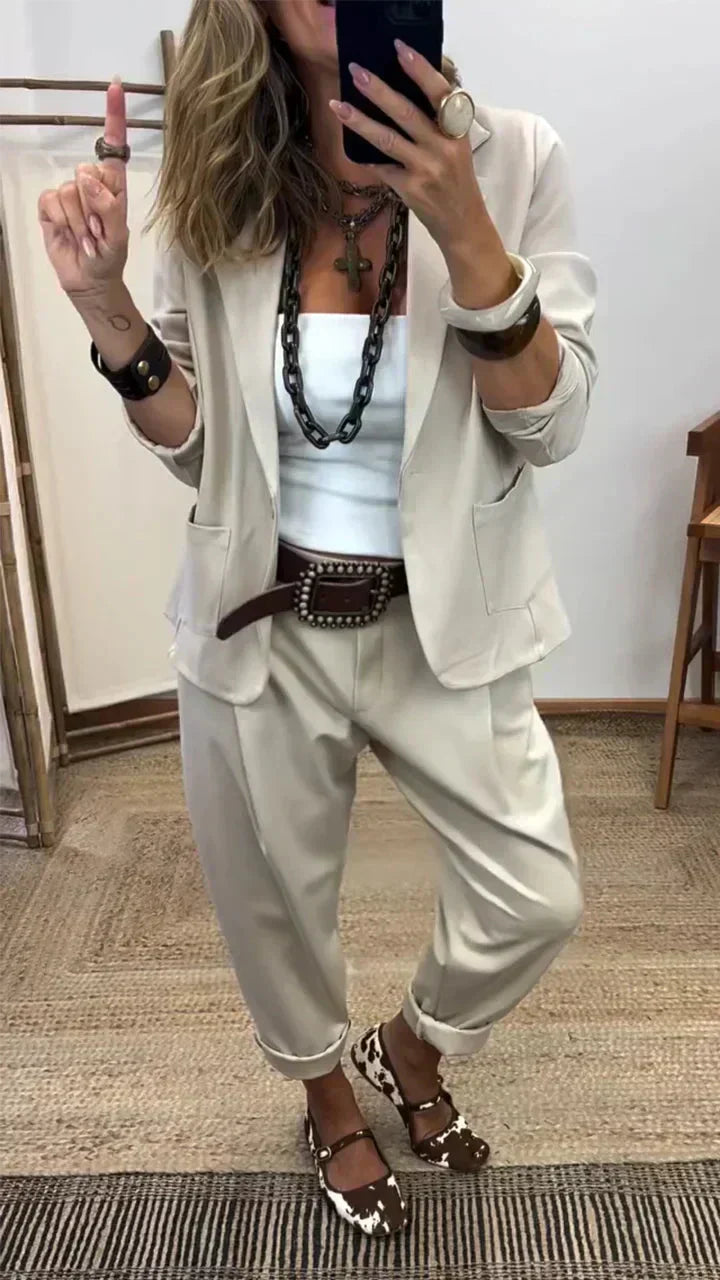 💎 55% RABATT! 💎 Damen Business-Anzug – Bügelfreier Blazer mit Kragen & Hose, Klassischer Look & Atmungsaktive Passform 👖💼
